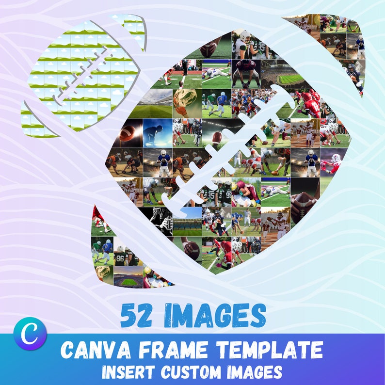 Large 52 Custom Image Football Collages Team/player Frame Sport