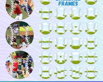 22-in-1 Baseball Canva Frame Template Image Collage for Sports Pictures Wall Art Baseball Player Gift for Son Daughter Poster Template Canva