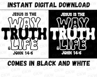 Retro John 14:6, Way Truth Life, Christian Bible Verse (Digital Download)