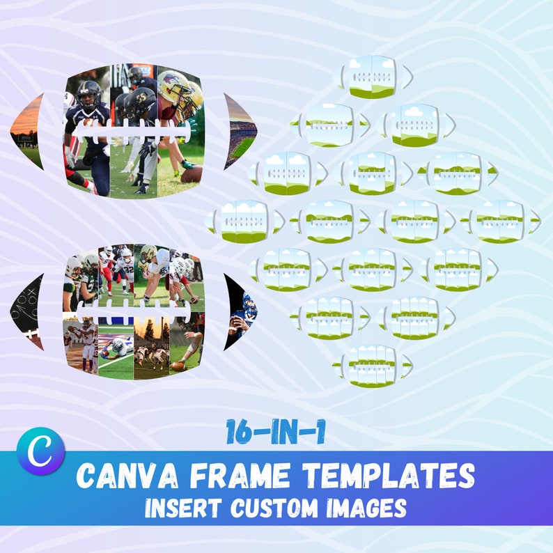 Football For Frame Insert Football Collage Template for Canva, Sports Photo Gift (digital ...