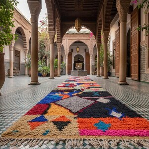 Marokkaans loper op maat - op maat gemaakt gangtapijt - kleurrijke tapijtloper - Tapis Couloir en Laine - natuurlijk wollen tapijt - loper groot tapijt afbeelding 4