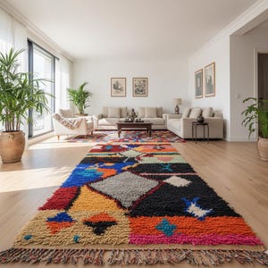 Marokkaans loper op maat - op maat gemaakt gangtapijt - kleurrijke tapijtloper - Tapis Couloir en Laine - natuurlijk wollen tapijt - loper groot tapijt afbeelding 10