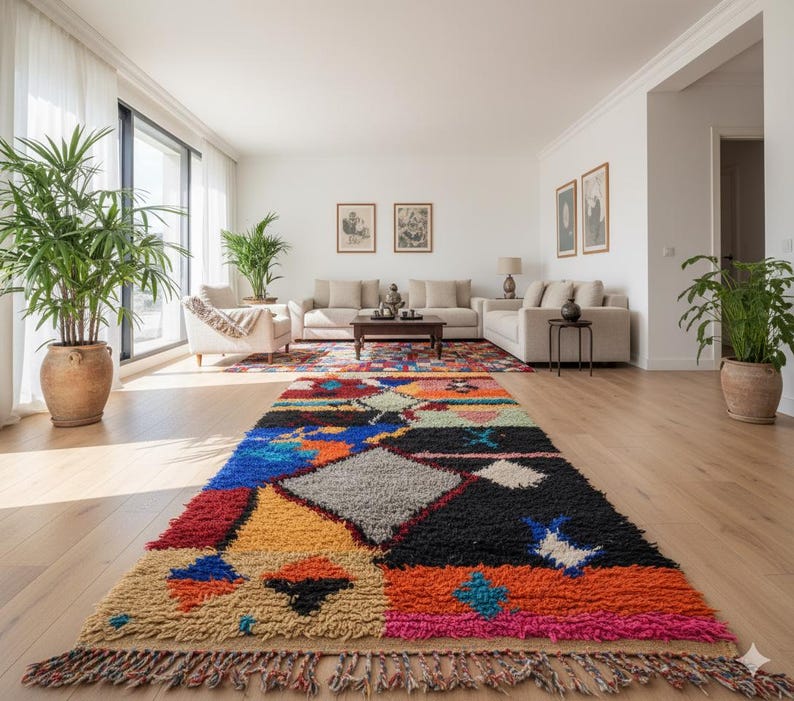 Marokkaans loper op maat - op maat gemaakt gangtapijt - kleurrijke tapijtloper - Tapis Couloir en Laine - natuurlijk wollen tapijt - loper groot tapijt afbeelding 10