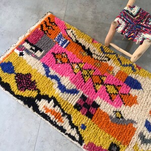Pink Moroccan Rug, Kids Room Rug, Nursery Rug, Bedside Rug, Colorful Moroccan Rug