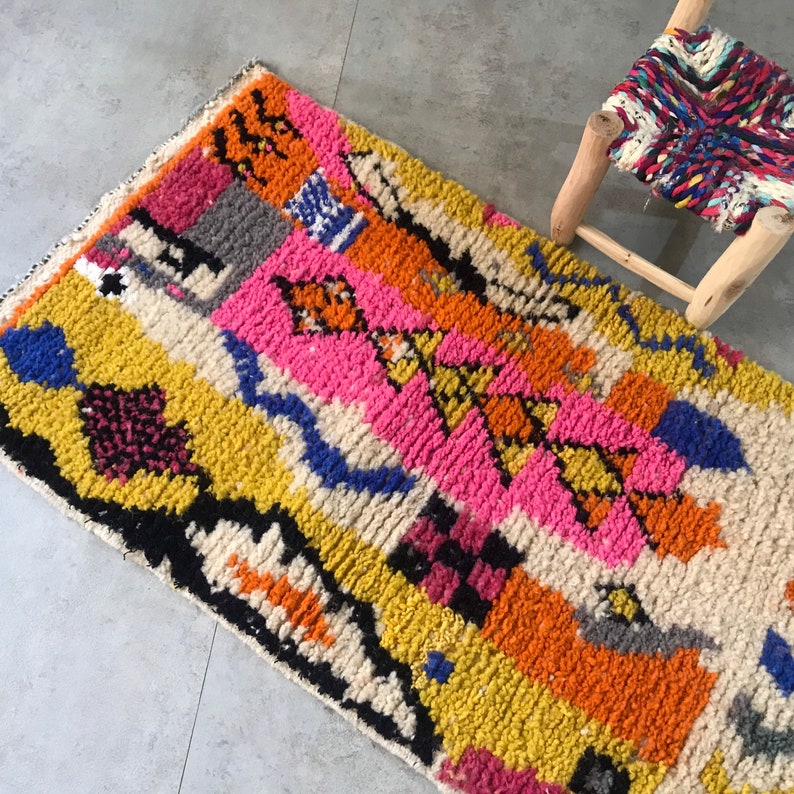 Pink Moroccan Rug, Kids Room Rug, Nursery Rug, Bedside Rug, Colorful Moroccan Rug