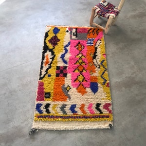 Pink Moroccan Rug, Kids Room Rug, Nursery Rug, Bedside Rug, Colorful Moroccan Rug