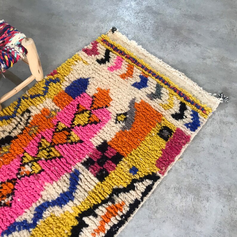 Pink Moroccan Rug, Kids Room Rug, Nursery Rug, Bedside Rug, Colorful Moroccan Rug