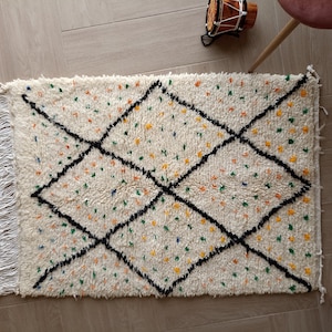 Moroccan Polka Dots Rug, Custom Moroccan Rugs, Beni Ourain Wool Rug, Bespoke Moroccan Rug, Living room Dots Carpet, Moroccan Dots Rug