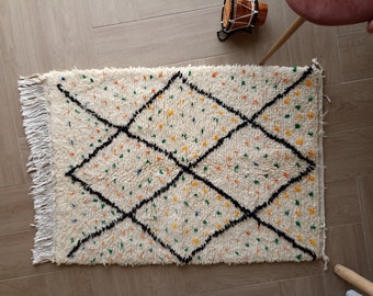 Moroccan Polka Dots Rug, Custom Moroccan Rugs, Beni Ourain Wool Rug, Bespoke Moroccan Rug, Living room Dots Carpet, Moroccan Dots Rug