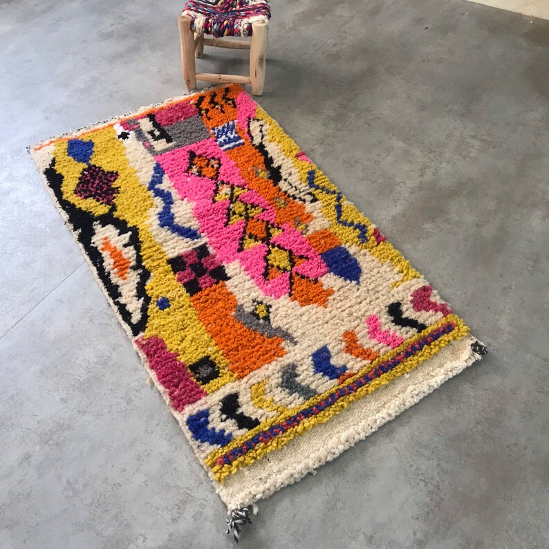 Pink Moroccan Rug, Kids Room Rug, Nursery Rug, Bedside Rug, Colorful Moroccan Rug