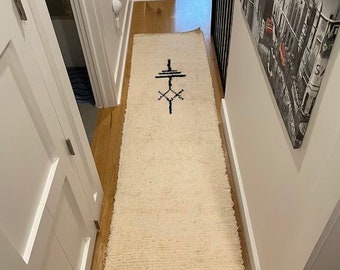 Moroccan Runner Rug, Custom Beni Ourain Rug Runner, Bespoke Berber Rug, Hallway Carpet Made to Order - Kitchen Runner RugWholesale