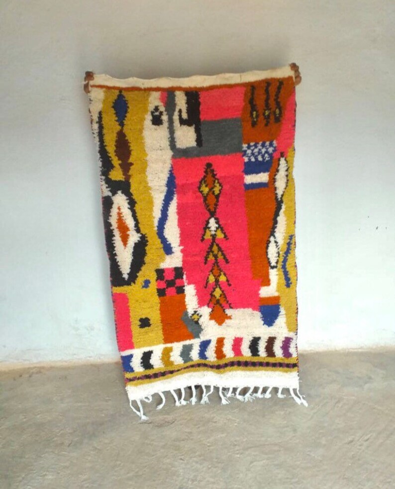 Pink Moroccan Rug, Kids Room Rug, Nursery Rug, Bedside Rug, Colorful Moroccan Rug