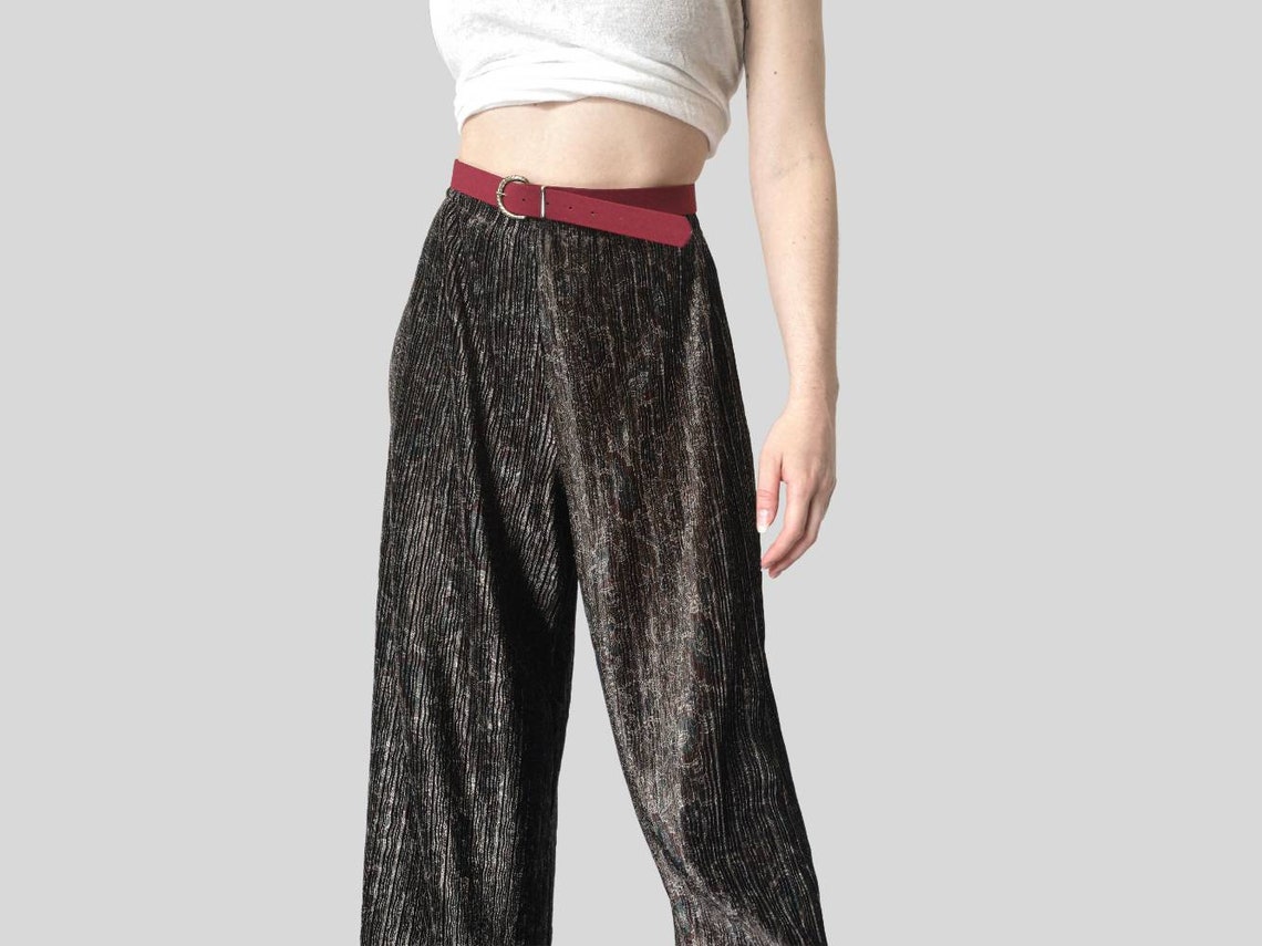 Vintage 90s pleated slinky palazzo wide leg accordion pants Etsy