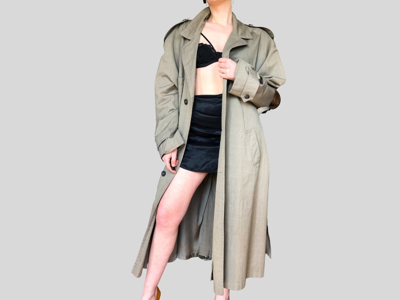 Vintage Christian Dior Monsieur authentic Taupe trench coat long jacket 40R Made in Canada image 1