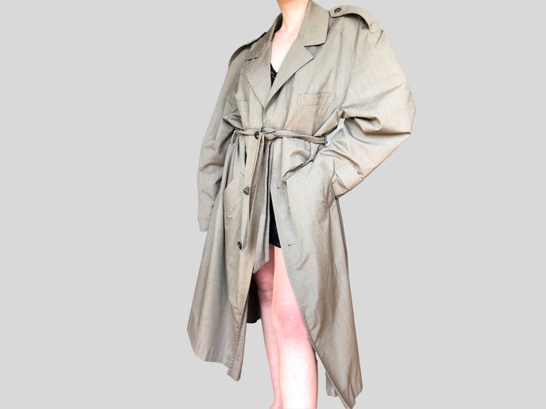 Vintage Christian Dior Monsieur authentic Taupe trench coat long jacket 40R Made in Canada image 10