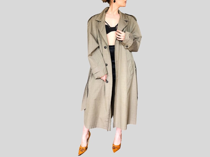 Vintage Christian Dior Monsieur authentic Taupe trench coat long jacket 40R Made in Canada image 4