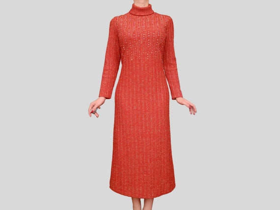 knee length dresses for ladies Multicolor Metallic Thread Sweater Mini Dress main image 1