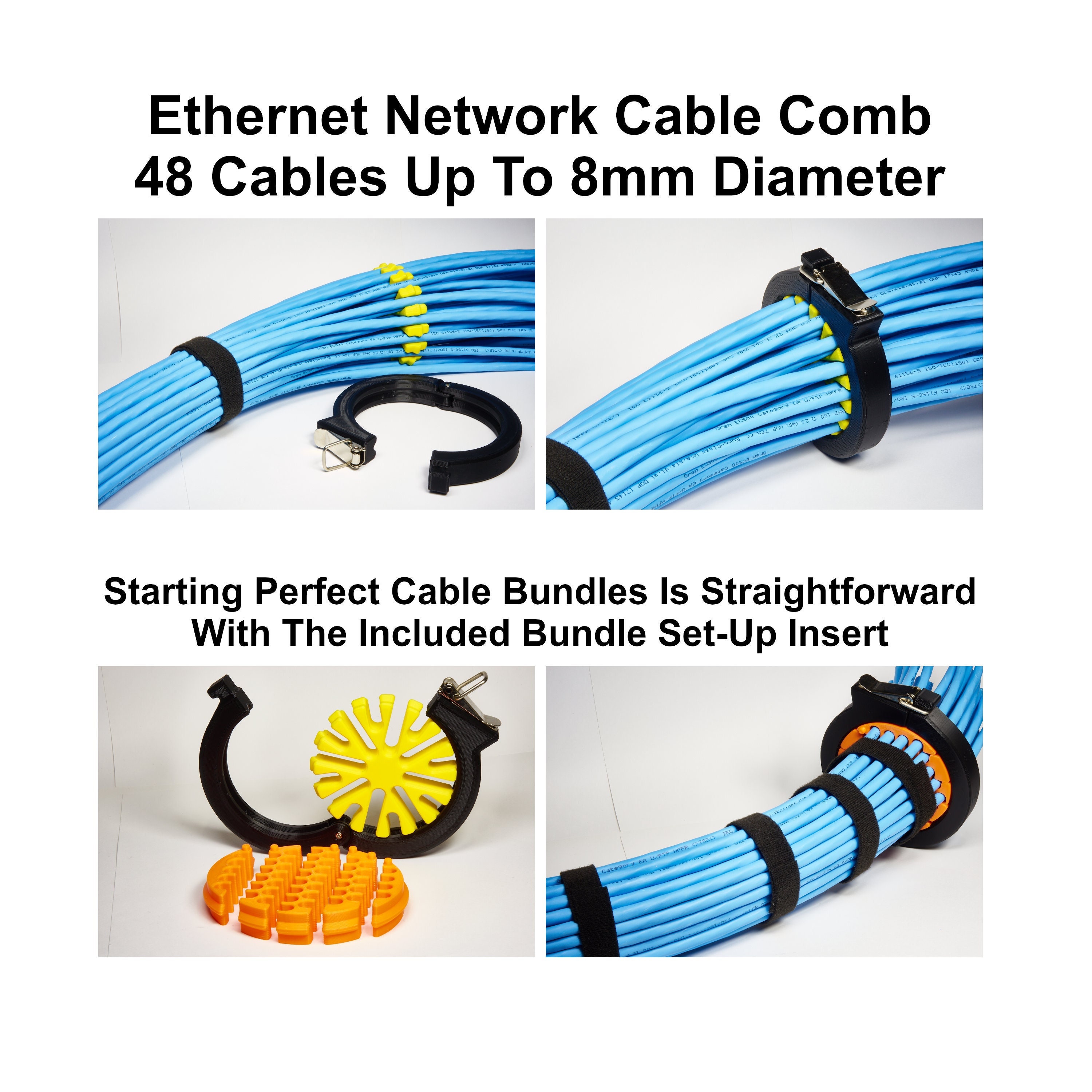 Ethernet Network Cable Comb / Cable Dresser 48 Cables Capacity up