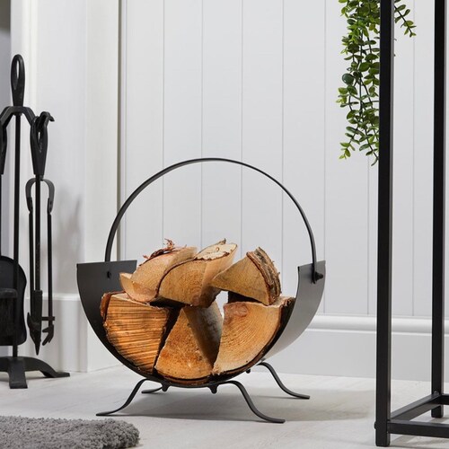 Firewood Metal Basket With Handle Wood Storage Farmhouse Etsy