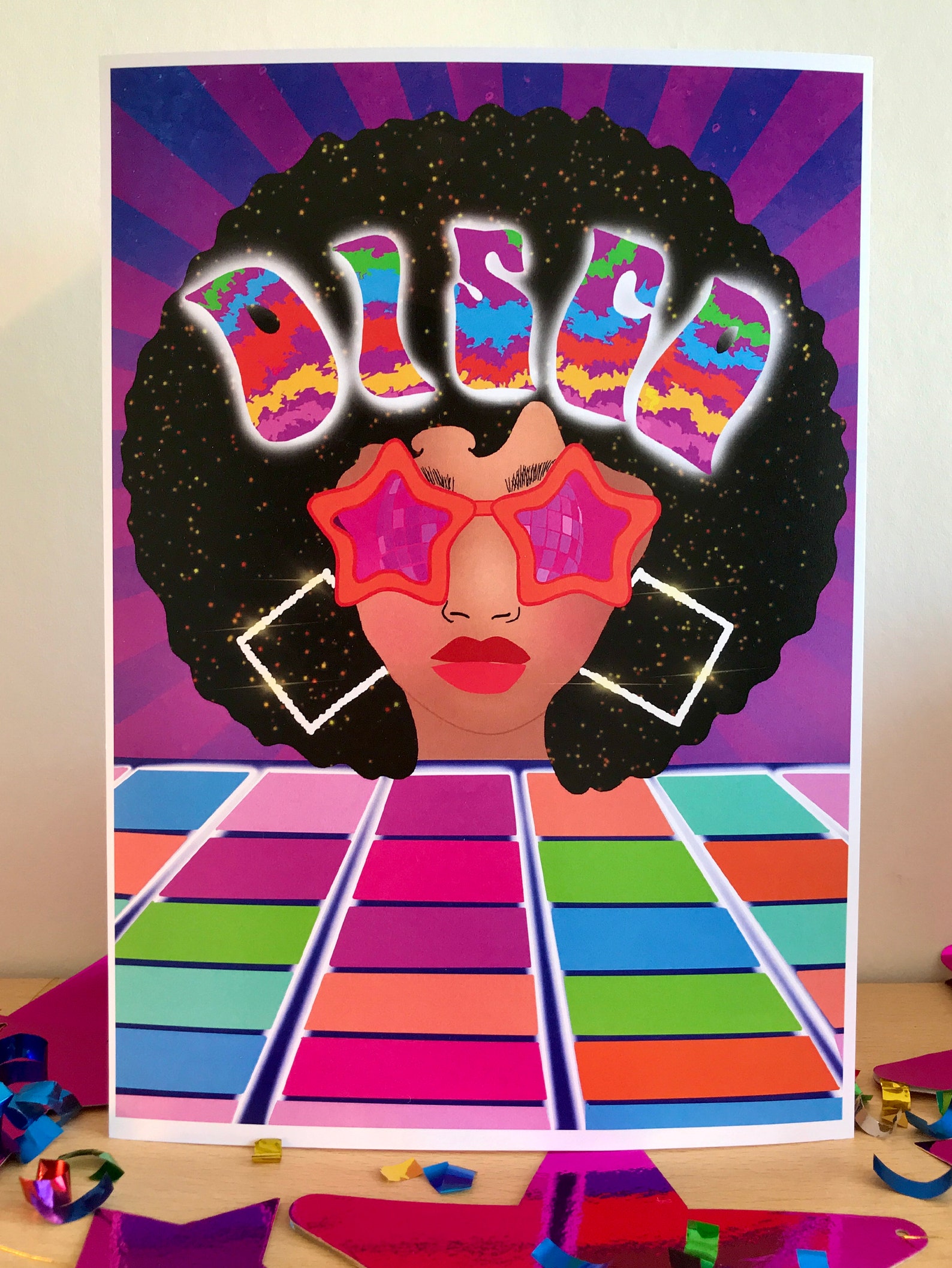 70s Style Art Print A4 Art Print Disco Art Retro Art Wall Etsy