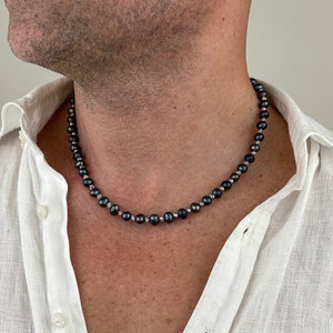 Black Pearl Necklace for Men