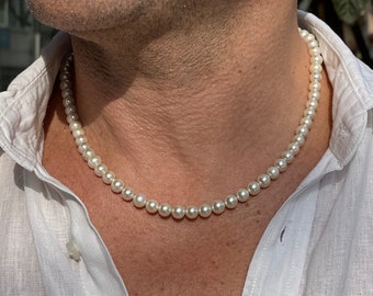 Mens Pearl Necklace | Pearl Necklace for Men | Gifts for Men | Gift Idea for Boyfriend | y2k Jewelry