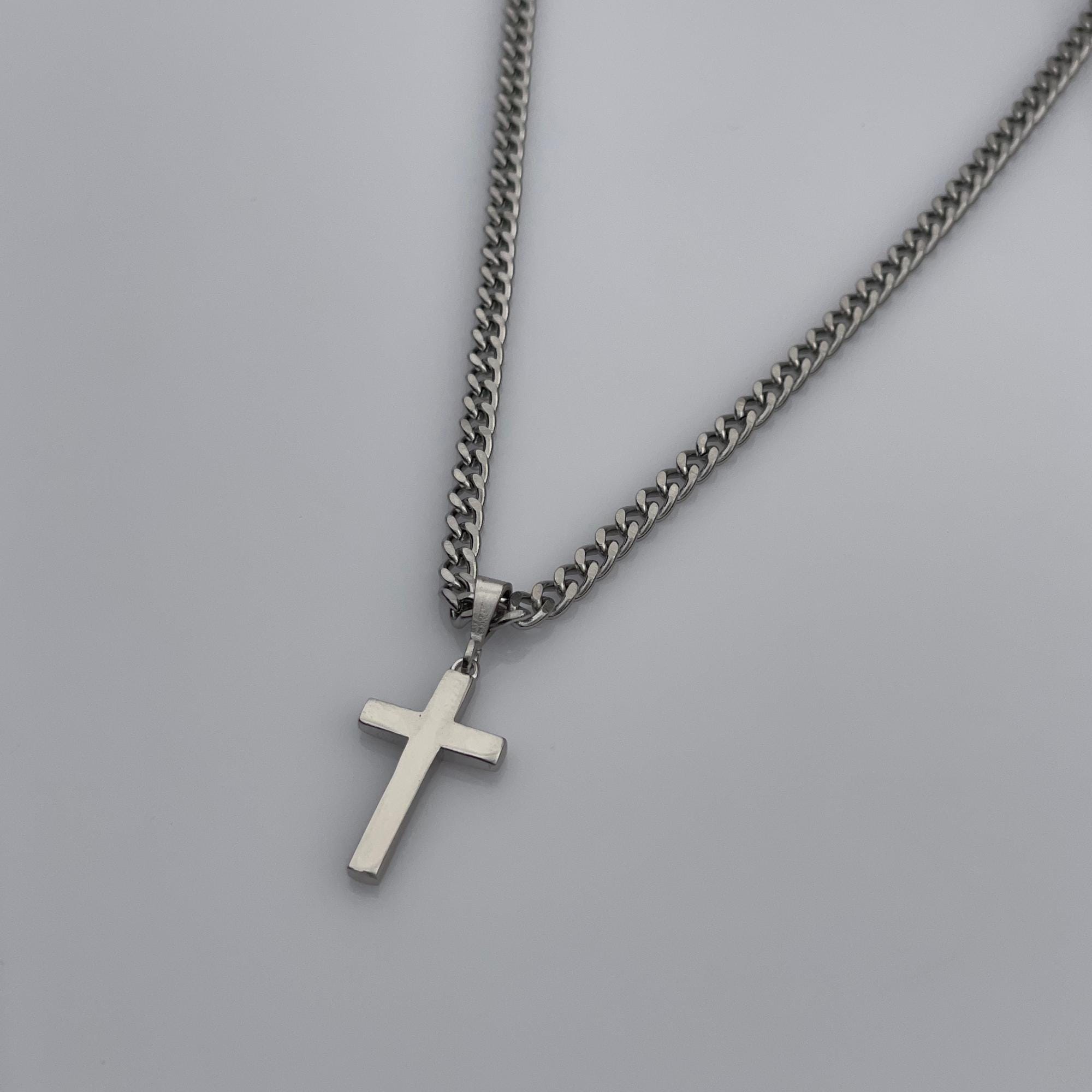 Men's Cross Necklace - Men's Necklace - Silver Cross Necklace