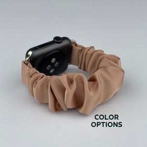 Fabric Apple Watch Band | 38mm 40mm 41mm 42mm 44mm 45mm 49mm Size | Silk Brown Watch Band | Apple Watch Band Gift for Women | Scrunchie Band