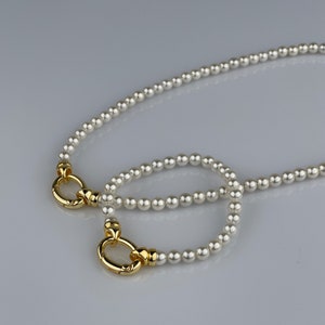 Mens Pearl Jewelry Set Gold Necklace and Bracelet Jewelry Set for Men Gift Silver Jewelry Set for Boyfriend Gift for Men y2k Jewelry zdjęcie 3