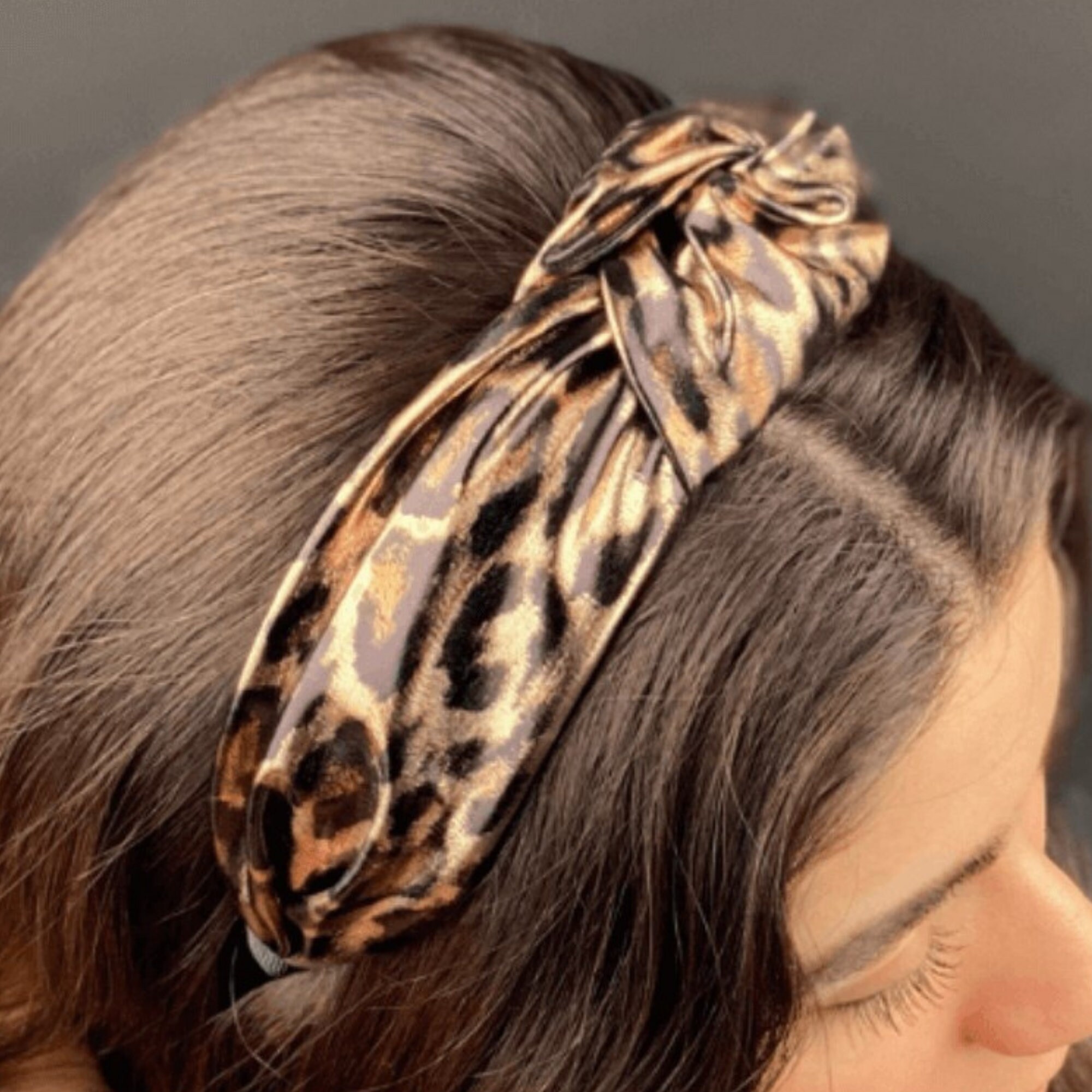 Adorned Leopard Print Knotted Headband - Black & Tan (Wild Thing) Knotted Headband – That Boho Life main image 4