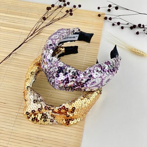 Sequined Headband For Women | Cute Knotted Headband | Iridescent Headband