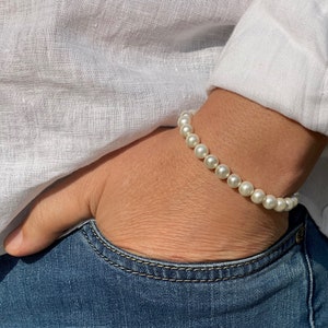 Mens Pearl Bracelet | Pearl Bracelet for Men | Gifts for Men | Gift Idea for Boyfriend | y2k Jewelry