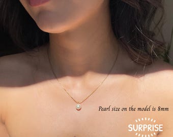 Dainty Pearl Necklace, Gold Pearl Necklace, Minimalist Pearl Drop Necklace, Bridesmaid Gift