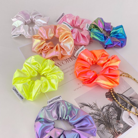 Waterproof Big Scrunchie Set Glossy Swim Scrunchie Holder Pool