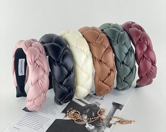 Faux Leather Braided Headband