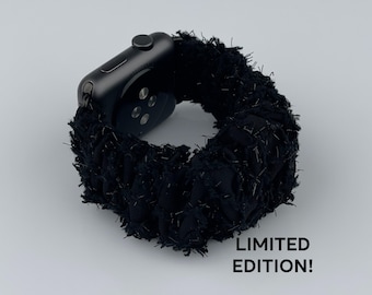 Svart scrunchy Apple Watch-armband för kvinnor