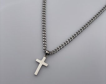 Men's Cross Necklace - Men's Necklace - Silver Cross Necklace - 925 Sterling Silver Cross