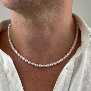 Necklace for Men | Men&#39;s Pearl Necklace | Real Pearl Necklace | Freshwater Pearl Necklace for Men | Gifts for Men | Gift Idea for Boyfriend