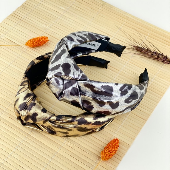 Adorned Leopard Print Knotted Headband - Black & Tan (Wild Thing) Amazon.com : HSWE Leopard Knotted Headband for Women Pearl  main image 4