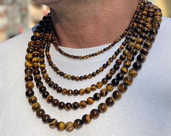 Tiger Eye Necklace | Mens Necklace | Beaded Necklace  | Gemstone Jewelry