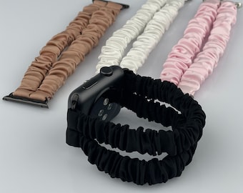 Silk Scrunchie Apple Watch Band, Double Band, Solid Colors