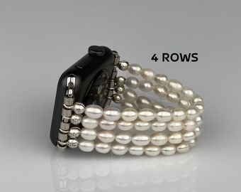 Freshwater Pearl Beaded Apple Watch Band | Handmade Women's Bracelet Band