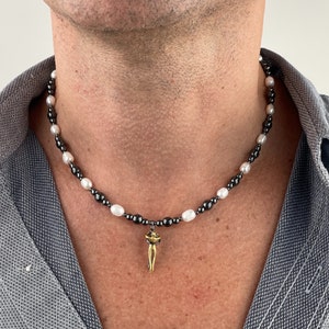Mens Freshwater Pearl Love Necklace