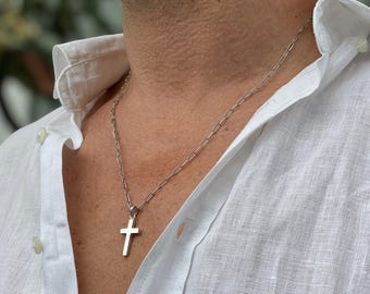 Stainless Steel Cross Necklace for Men, Mens Jewelry Cross Pendant