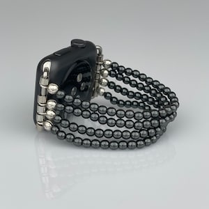Hematite Beaded Apple Watch Band