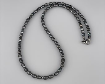 Freshwater Pearl Necklace for Men | Pearl Jewelry | Mens Necklace | Real Gray Pearl