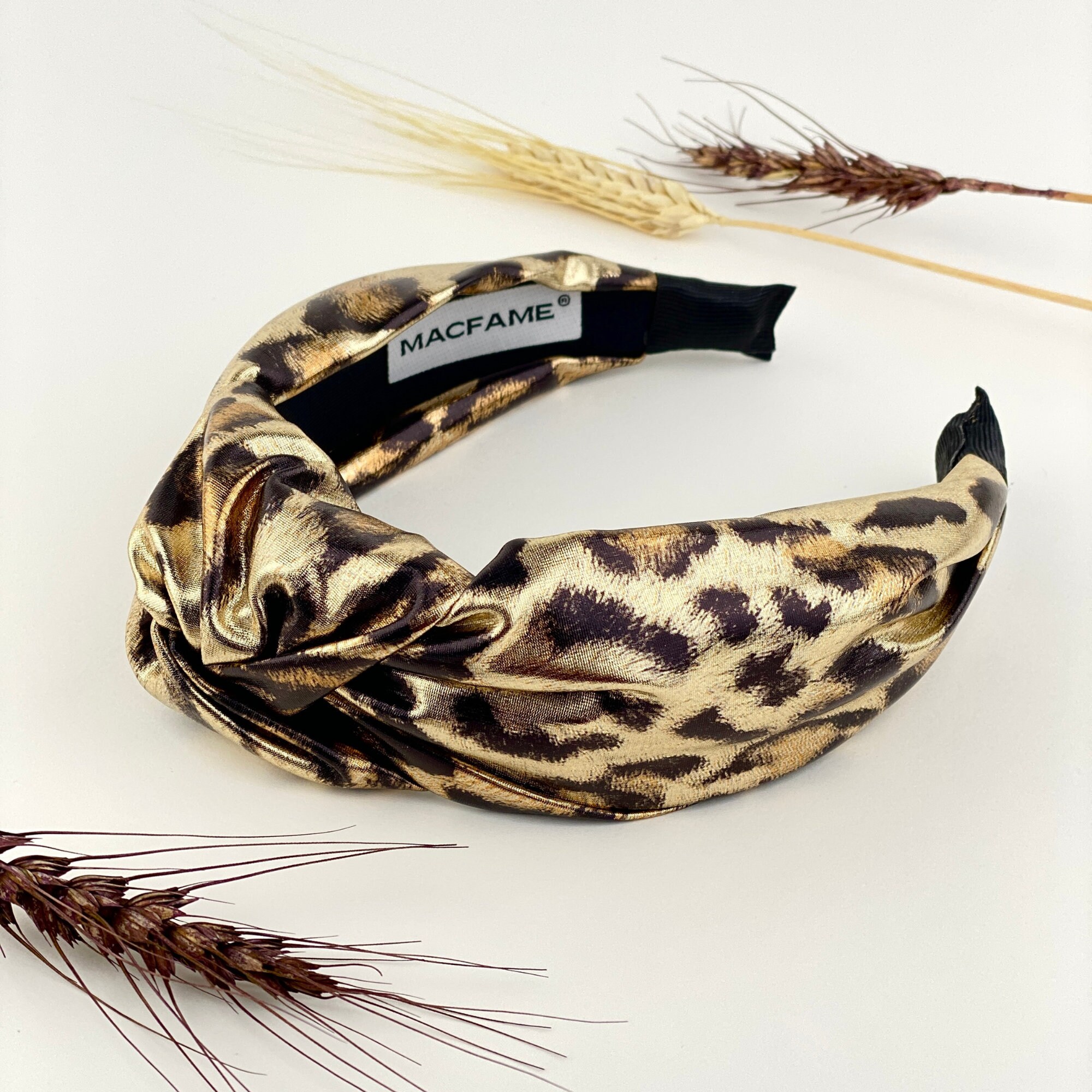 Adorned Leopard Print Knotted Headband - Black & Tan (Wild Thing) Knotted Headband – That Boho Life main image 3