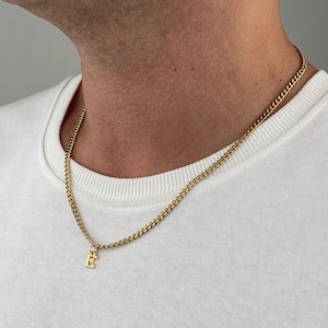 Gouden Cubaanse schakel-beginletterketting heren