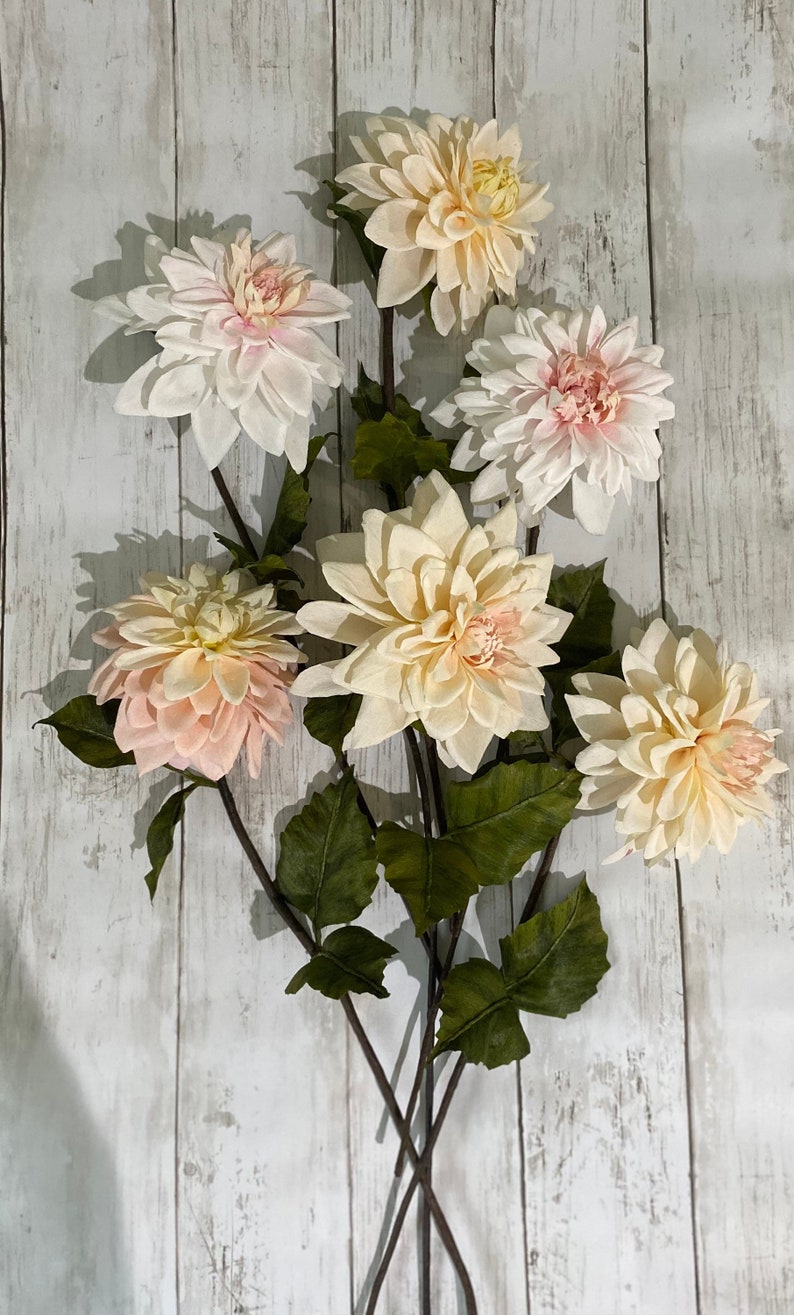 Crepe Paper Dahlia, Handmade Botanical Flowers, Faux Paper Flower, Unique, Dahlia, Keepsake, Indoor Decor, Gift image 1