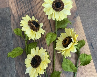 Sunflower Arrangement, Faux Flower, Sunflower Centerpiece Bouquet, Crepe Paper flower